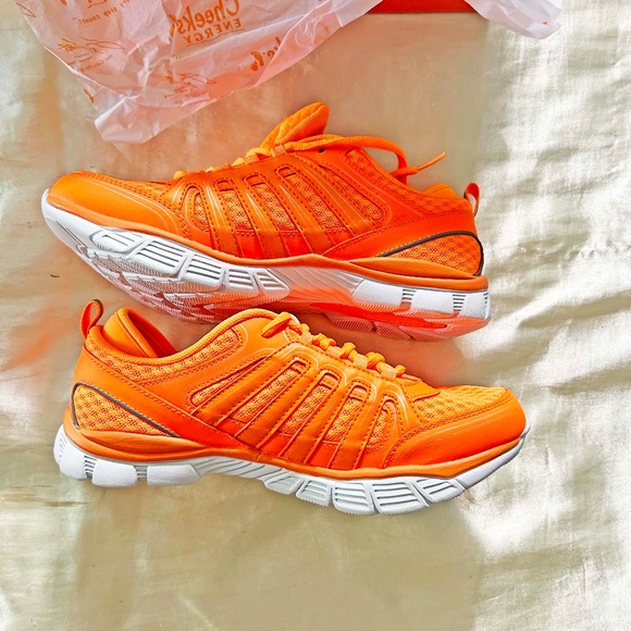 TRAINERS, TONY LITTLE CHEEKS ENERGY, LADIES SZ 8.5B, TANGERINE, FABRIC, RUBBER - Picture 6 of 7